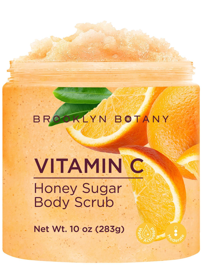 Brooklyn Botany Vitamin C Honey Sugar Scrub for Body 10 oz – Deeply Hydrating and Gently Exfoliating Body Scrub for Women and Men – Moisturizing and Nourishing the Skin Sugar Body Scrub Vitamin C 10 Oz (Pack of 1)