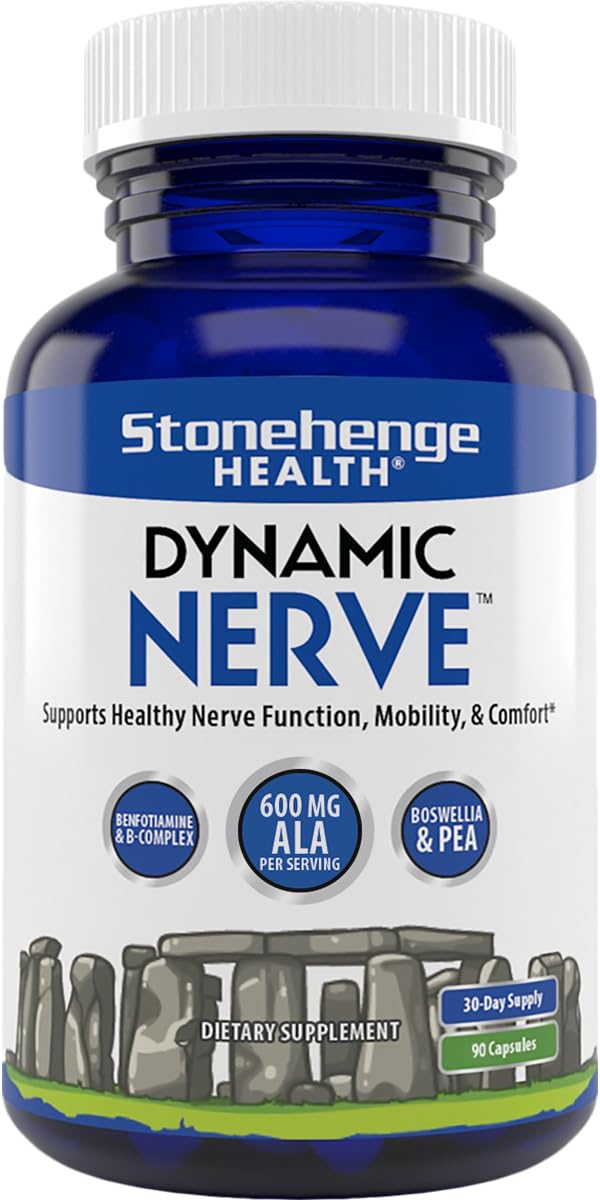 [Australia] - Stonehenge Health Dynamic Nerve Supplement - Supports Nerve Function in Fingers, Toes, Hands, and Feet with Alpha Lipoic Acid ALA, Benfotiamine, Pea, Robust B Complex, Boswellia 