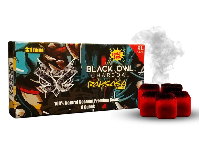 [Australia] - 100% Natural Coconut Premium Hookah Shisha Narguile Charcoal, 31MM RAKSASA Edition, 2+ Hours Burn Time, Non-Quick Lighting, Odor-Free, Eco-Friendly, (8 Large Cubes) 8 Large Cubes 