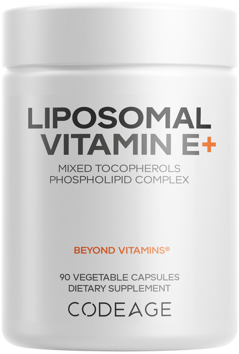 [Australia] - Codeage Liposomal Vitamin E Supplement - All Vitamin E Tocopherols - 3-Month Supply - Alpha Tocopherols, Beta, Gamma, and Delta - Liposomal Mixed Tocopherols - Non-GMO Phospholipid - 90 Capsules 