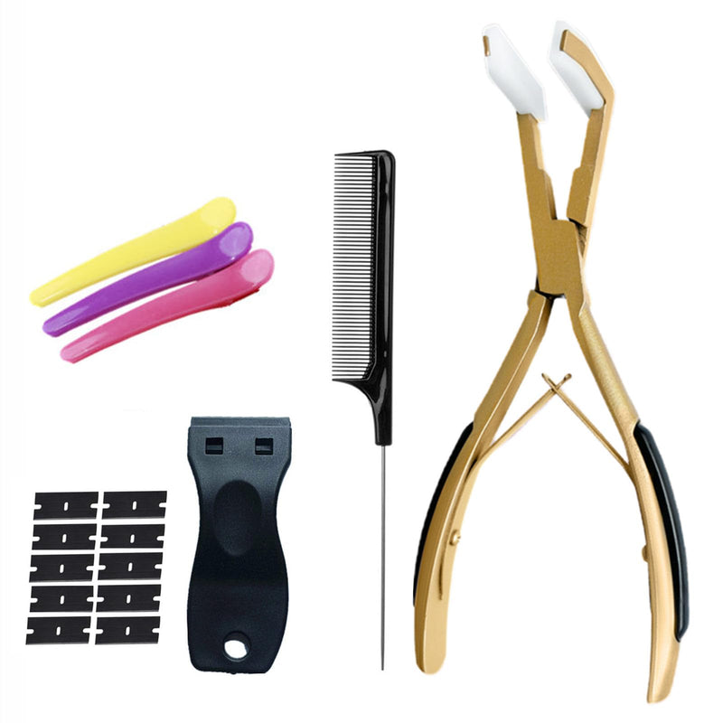 [Australia] - Hair Extension Pliers and Tools Kit for Women - Tape in Hair Extension Tools With Pliers (Gold) Gold 