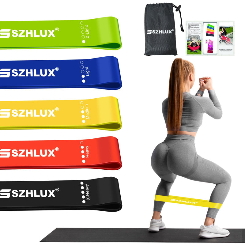 [Australia] - SZHLUX Resistance Bands Set with Instruction Guide and Carry Bag, Versatile for Body Sculpting, Strength Training, and Rehabilitation-Set of 5 Multicolor 