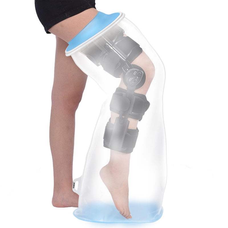[Australia] - YUNCHI Upgraded Extra Wide Full Leg Cast Cover for Shower after Knee Surgeries with Non-Slip Bottom for Leg Wounds, Bandage, Large Cast, Knee Immobilizer/Brace, Walking Boots, Reusable NEW-Extra Wide-Full Leg 