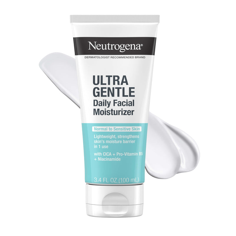 Neutrogena Ultra Gentle Daily Face Moisturizer, Fragrance-Free, 3.4 fl. oz | Suitable for Sensitive Skin, Vitamin B3, Pro-Vitamin B5, Vitamin E, Hydrating Moisturizer 3.4 Fl Oz (Pack of 1)