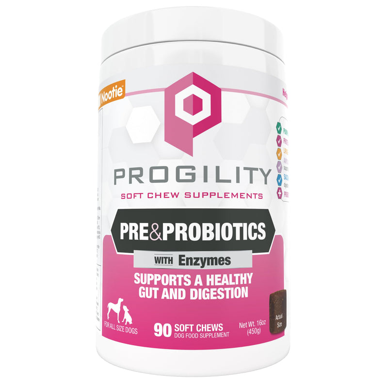 Nootie Progility Pre & Probiotic Supplement, Digestive Aid Supplement for Dogs, 90 Soft Chews per Container - PawsPlanet Australia