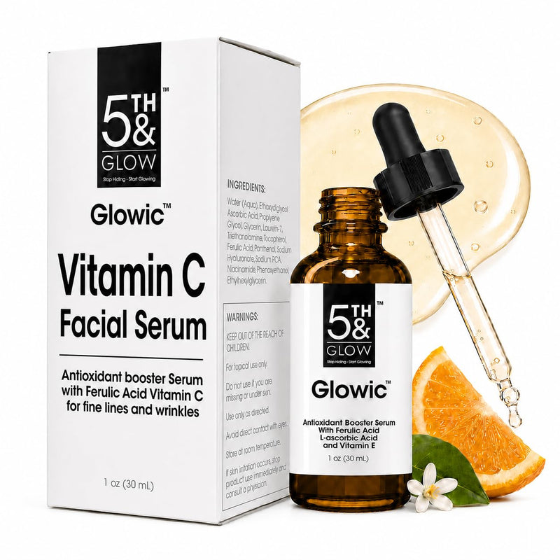 Glowic - Vitamin C Serum for Dark Spots and Fine Lines - Hyaluronic Acid | Antioxidant Serum, Dark Spot and Tone Support, Ferulic Acid and Niacinamide, Morning and Night, Cruelty-Free