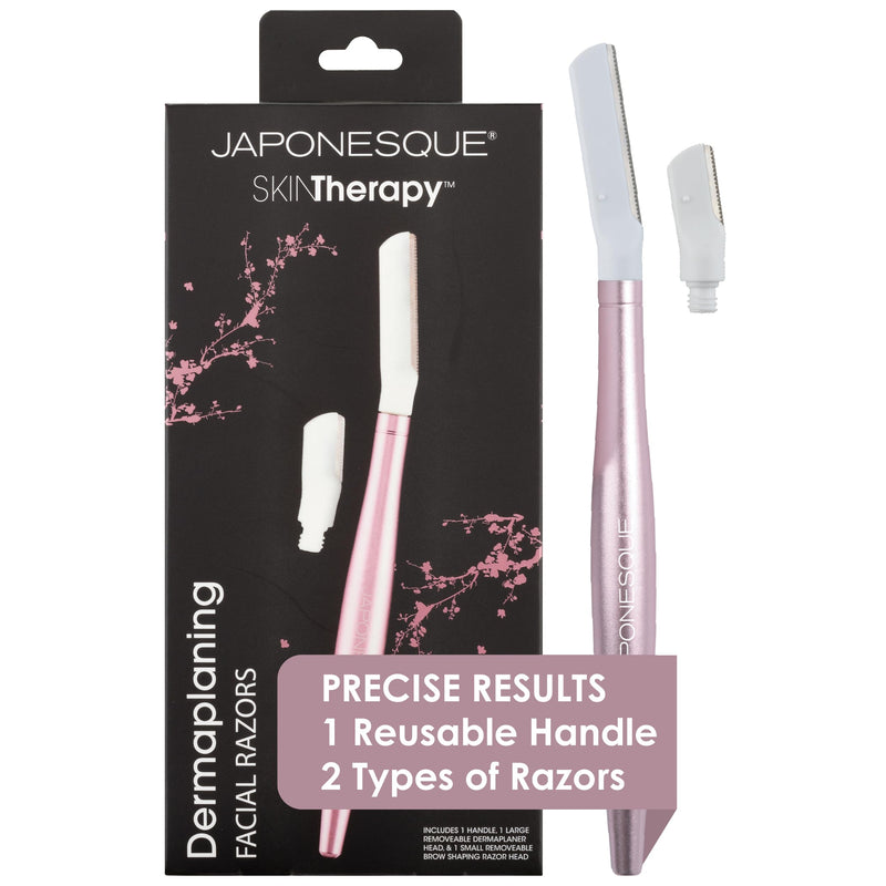 [Australia] - JAPONESQUE - SKINTherapy Dermaplaning Facial Razors - Two Blade Sizes with Interchangeable Handle, Eyebrow Razor, Ultra Sharp Japanese Blades, For Hair Removal, Multipurpose Exfoliating 