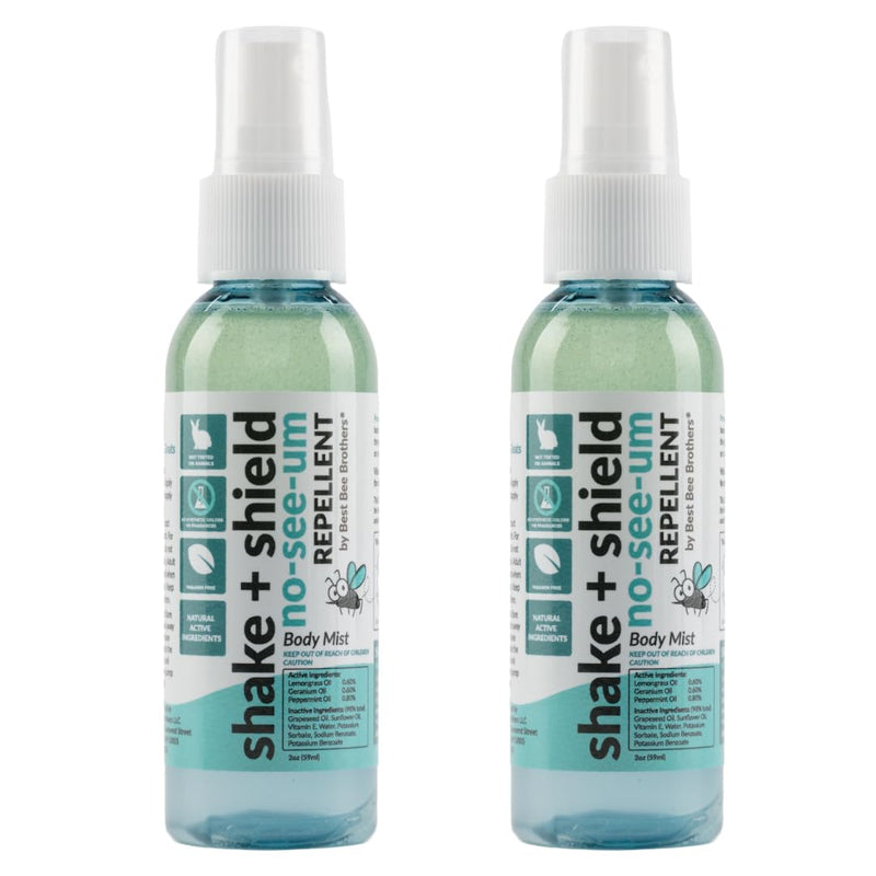 [Australia] - Best Bee Brothers Shake + Shield No-See-Ums Gnat Spray – Non-Greasy Bug Spray Body Mist Made with Plant-Based Ingredients, 2 Oz. (2 Pack) 