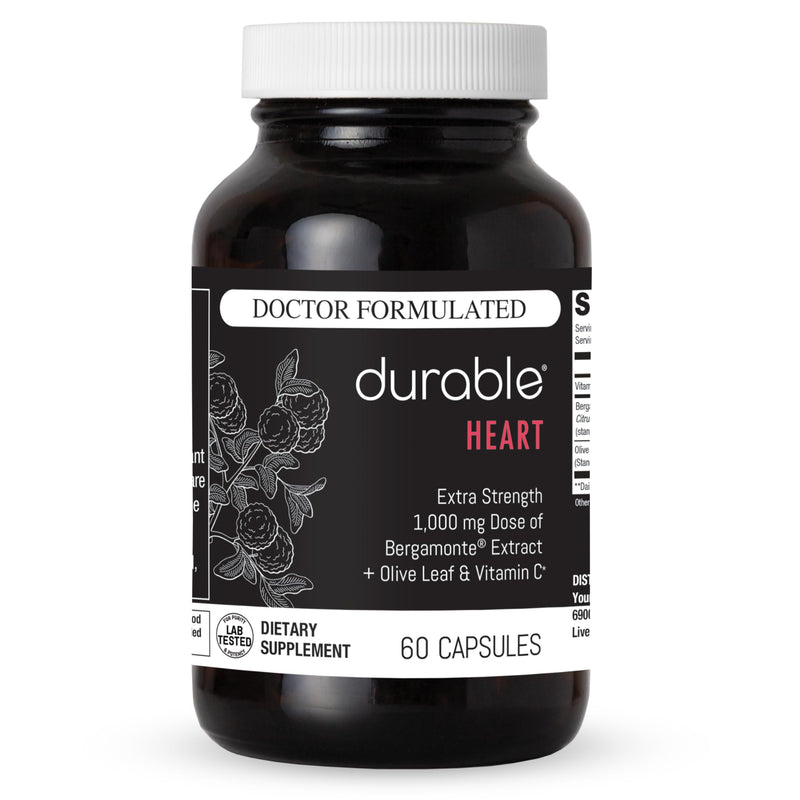 [Australia] - Durable Heart ‚Äì Bergamonte Citrus Bergamot 1,000 mg + Olive Leaf Extract + Vitamin C - Heart Health Supplement for Healthy Cholesterol - Doctor Formulated, Vegan, Non-GMO, Made in USA (60 Capsules) 60 Count (Pack of 1) 