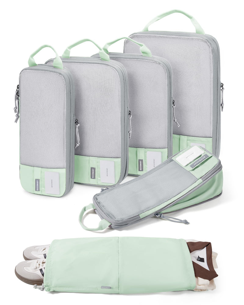 BAGSMART Compression Packing Cubes for Travel Essentials | 14 Set /6 Set /4 Set/2 Set, Lightweight, Durable Lime Cream Set of 6