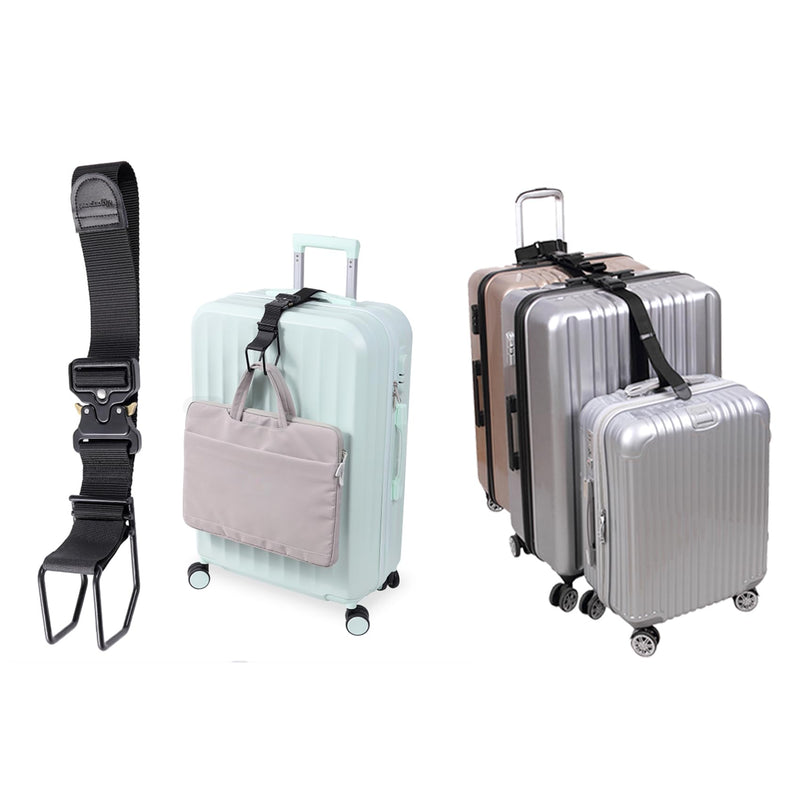 Luggage Connector Straps, J Hook for Add a Bag Luggage, Multi Adjustment Bag Strap Hook with Hands Free