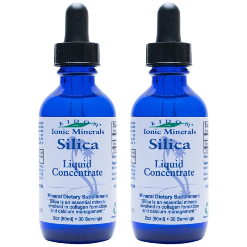 [Australia] - Eidon Ionic Minerals Liquid Silica Mineral Concentrate - Silica Supplement for Hair, Skin and Nails, Silica Drops to Support Collagen Production, Joint and Bone Health, No Added Sugar - 2 oz, 2 Pack 2 Fl Oz (Pack of 2) 