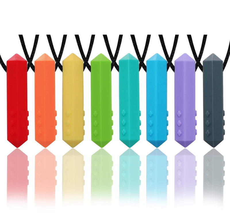 [Australia] - Chew Necklaces for Sensory Kids, 8 Pack Chewy Necklace Sensory Boys and Girls with Autism, ADHD, SPD, Biting, Silicone Teething Necklace Oral Chew Toys for Adults Reduce Chewing Anxiety Fidget Rainbow 