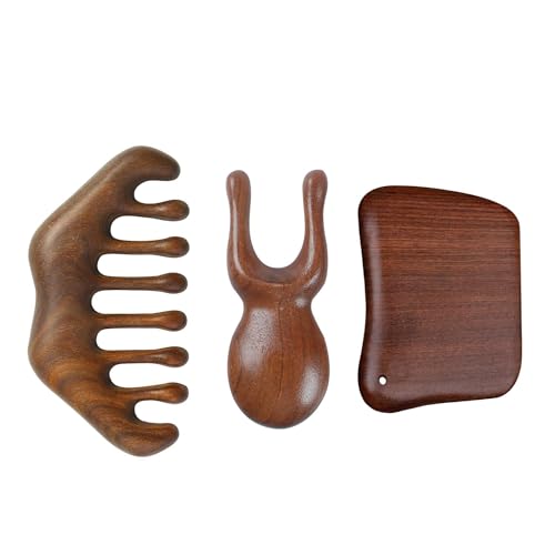 [Australia] - Wood Gua Sha Massage Tools Set,Scraping Scalp Massage Comb, Wooden Gua Sha Scraping Tools,3 Pieces. 