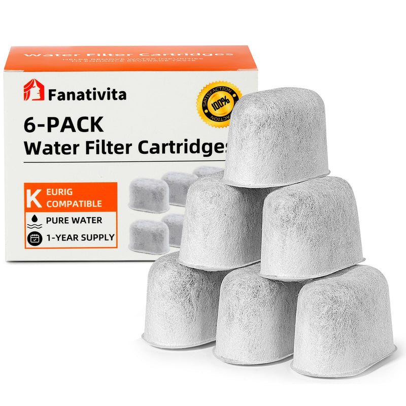 [Australia] - Premium 6-Pack Keurig Compatible Water Filters Replacement by Fanativita, Fit All Keurig Brewers (1-Year Supply) 6 Count (Pack of 1) 