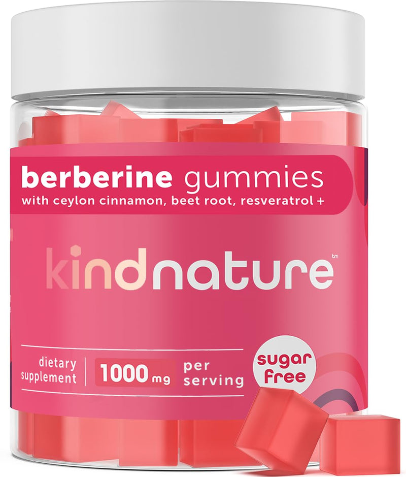 [Australia] - Kind Nature 1000mg Berberine Gummies - Sugar Free Natural Berberine Supplement Gummies with Ceylon Cinnamon & Beet Root - Non GMO, 3rd Party Tested Berberine Complex 
