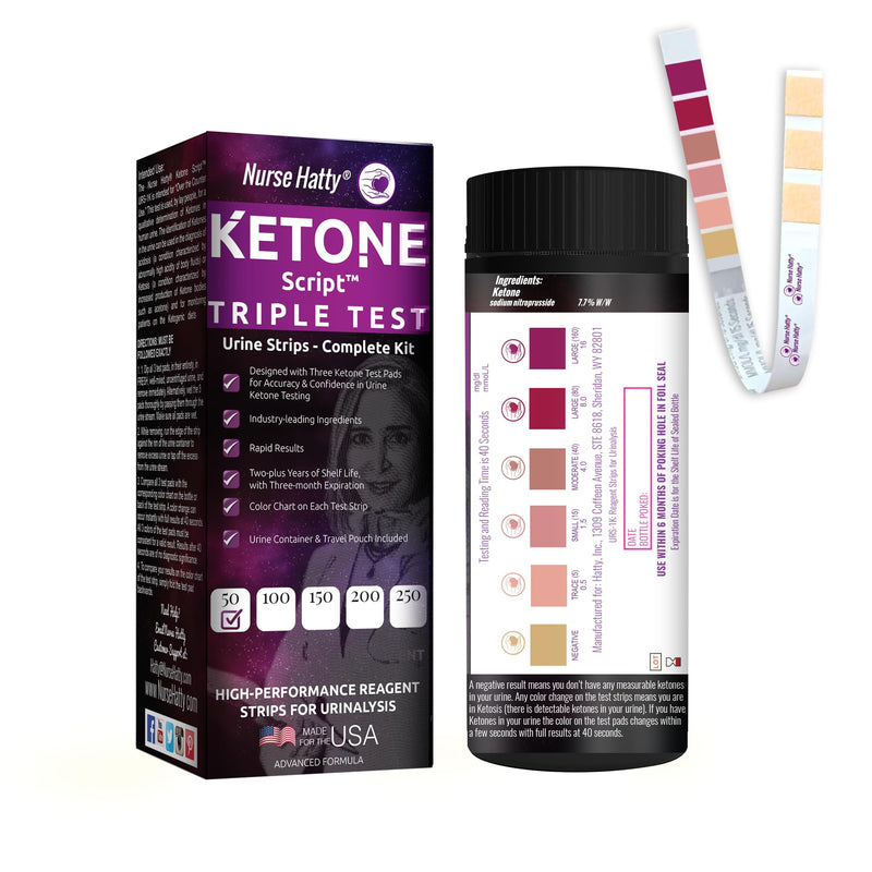 [Australia] - 50ct ✓✓✓ T R I P L E TEST Ketone Strips | Complete KIT | 3X Urine Accuracy for Ketogenic, Ketosis, Low-carb, Paleo & Keto Diets | Urinalysis Test Tube, Travel Pouch & Built-in Color Chart | XL Strip 50 
