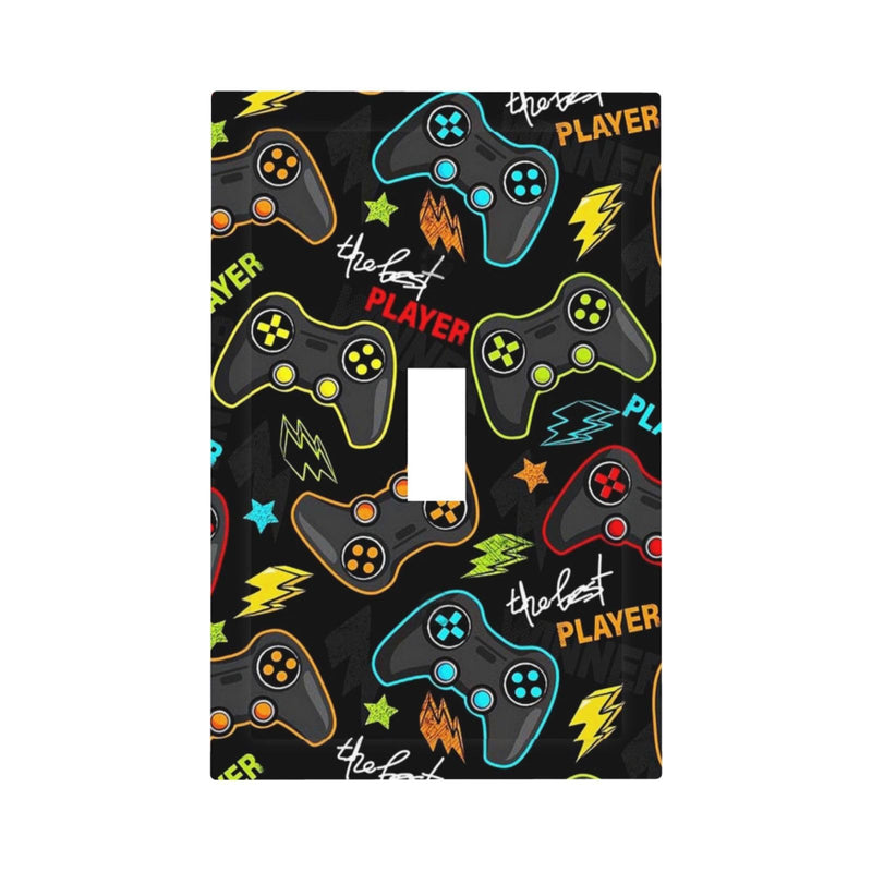 [Australia] - Funny Graffiti Video Games Controller Gaming Gamer Teen Kids Boys Gamepad 1 Gang Single Toggle Outlet Light Switch Wall Plate Outlet Cover Electrical Faceplate Decorative Switchplate Playroom Decor 1 Toggle Mid size Kid Boys Gamer Gaming Game 