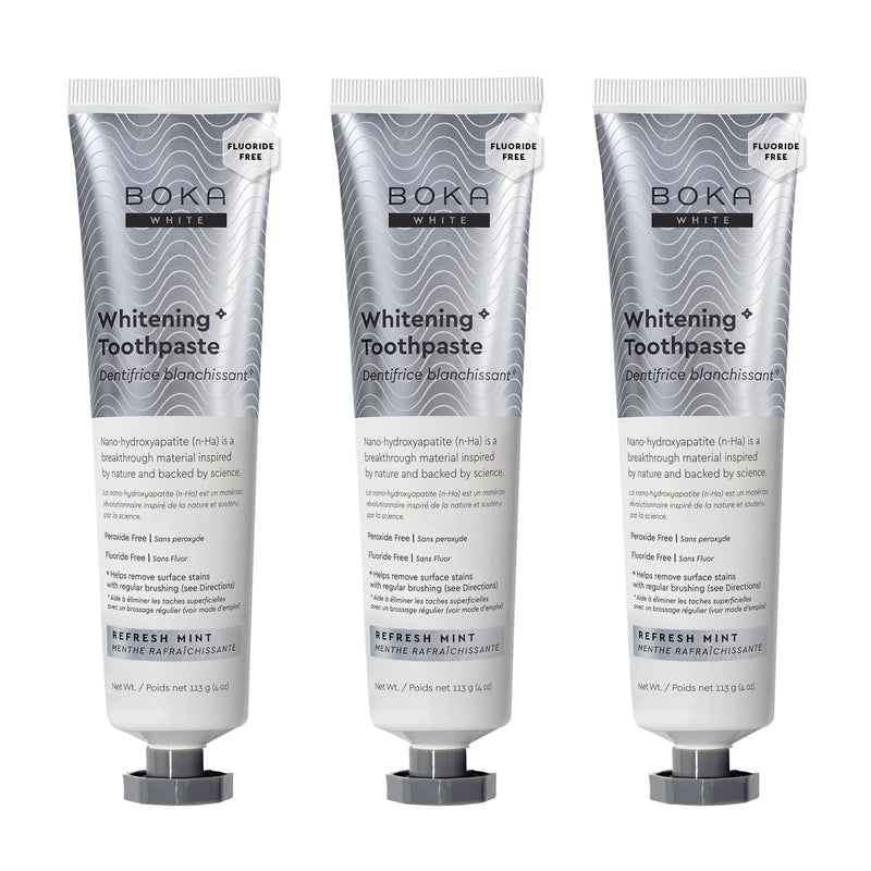 Boka Toothpaste - Fluoride Free Toothpaste, Nano Hydroxyapatite Toothpaste | Appropriate for Sensitive Teeth - Adult Oral Care - Whitening - 4 Oz, 3PK