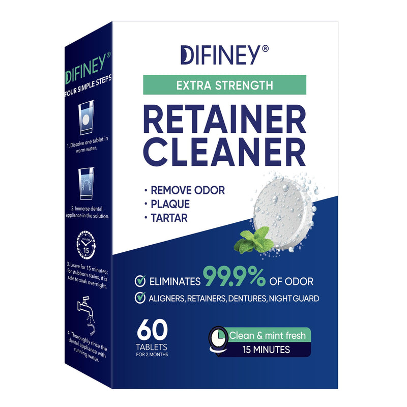 [Australia] - Cleaner Tablets for Difiney Anti Snoring Device: Retainer Cleaner for Invisalign, Night Guard– Deep Denture Cleaning – Odor, Stain & Plaque Remover – 60 Mint Tablets, 2-Month Supply 
