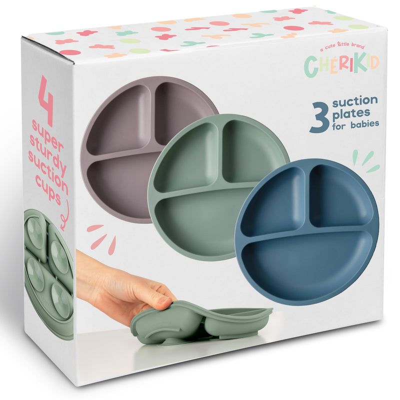 [Australia] - Suction Plates for Baby, Toddlers - FEATURES SUPER STRONG QUADRUPLE SUCTION - 100% Food Grade Silicone Toddler Plates with Suction - Unbreakable Divided Kids Baby Plates - Suction Plate 