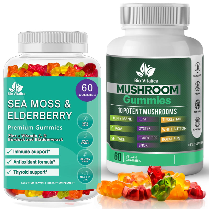 Sea Moss Elderberry Gummies & Mushroom Gummies (Bundle)