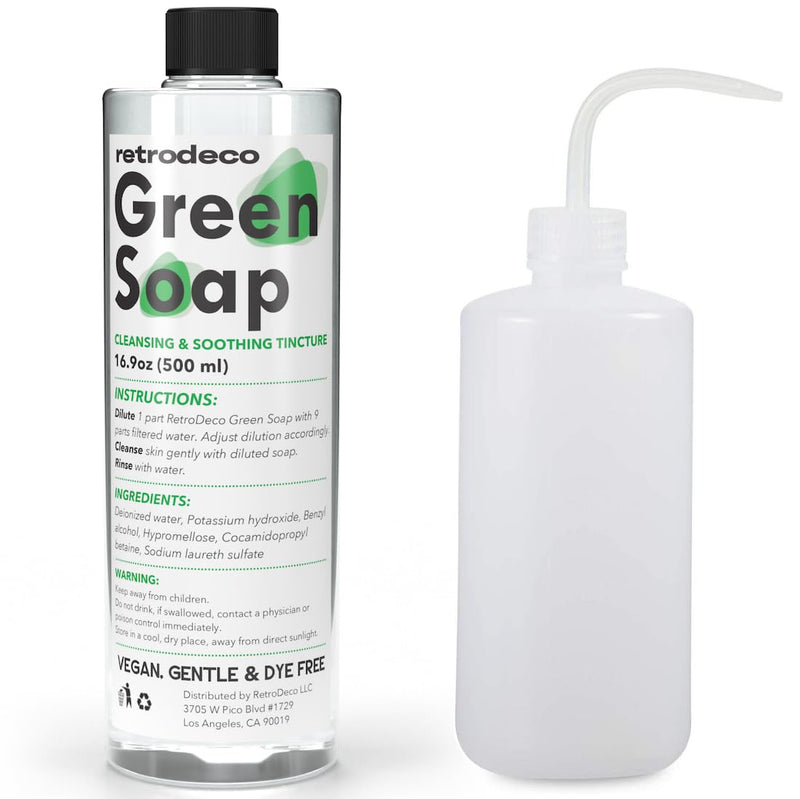 [Australia] - Ultra Concentrated 16.9oz Tincture of Green Tattoo Soap USP: Makes 1.3 Gallons of Green Soap with XL 16.9oz Squeeze Bottle 16.9 Ounces 