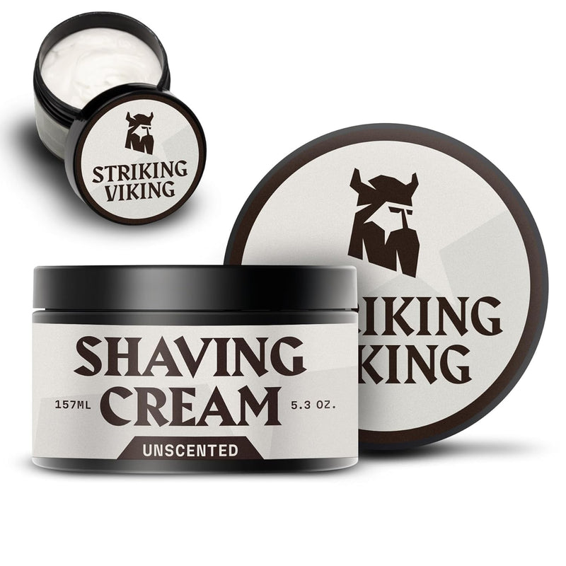 Striking Viking Men's Shaving Cream - 5.3 oz, Unscented - Sensitive Skin & Travel Shave Cream 5.3 Ounce (Pack of 1)