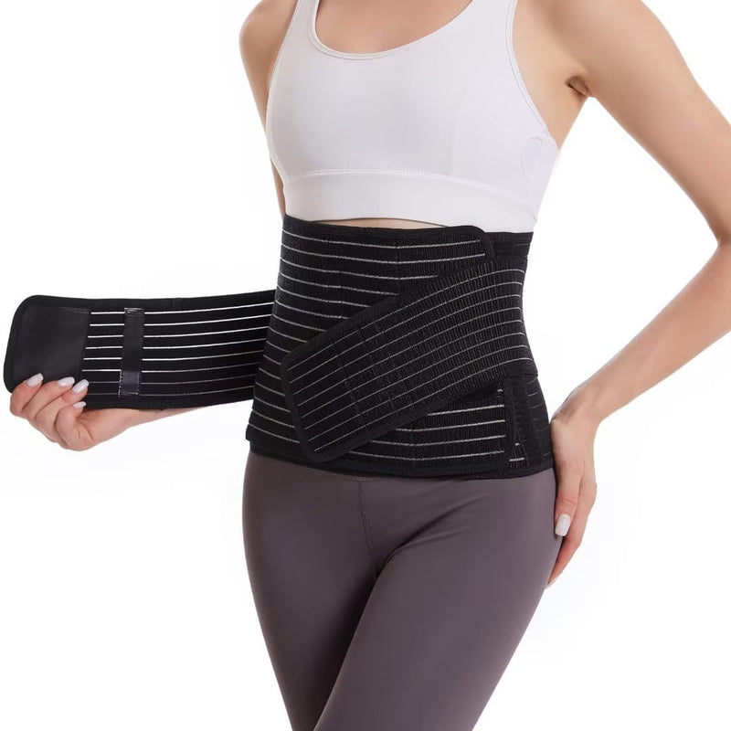 [Australia] - Paskyee Postpartum Belly Band, Abdominal Binder Post Surgery Belly Wrap, C Section Recovery Must Haves, Girdle for Postnatal Care, Waist/Pelvis Belt for Back Pain Relief Black S/M 