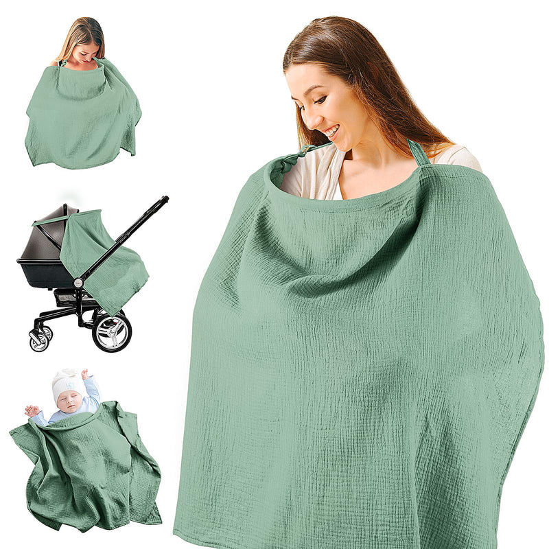 [Australia] - CORATED Nursing Cover for Baby Breastfeeding, Muslin Breathable Breastfeeding Cover Essentials with Rigid Hoop, Multi-use Adjustable Privacy Nursing Apron Cover Bright Green 