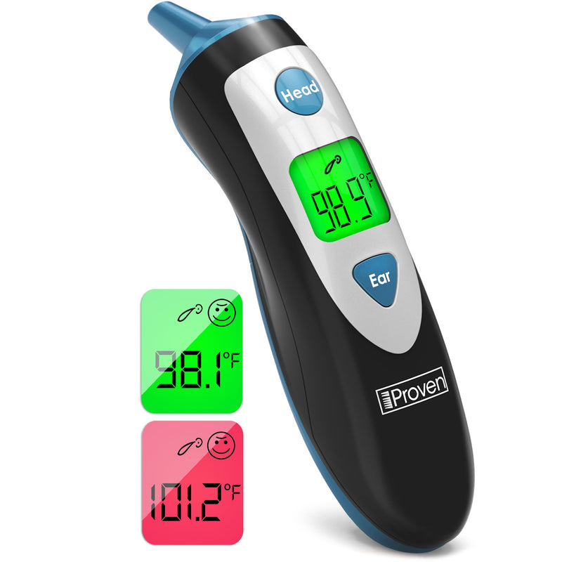 [Australia] - iProven Digital Ear Thermometer for Adults, Kids and Babies |Accurate, Fast & Easy to Use| Ear and Forehead Mode, Fever Detection, 1-second Reading, 20 Memory, Backlit Display Black 
