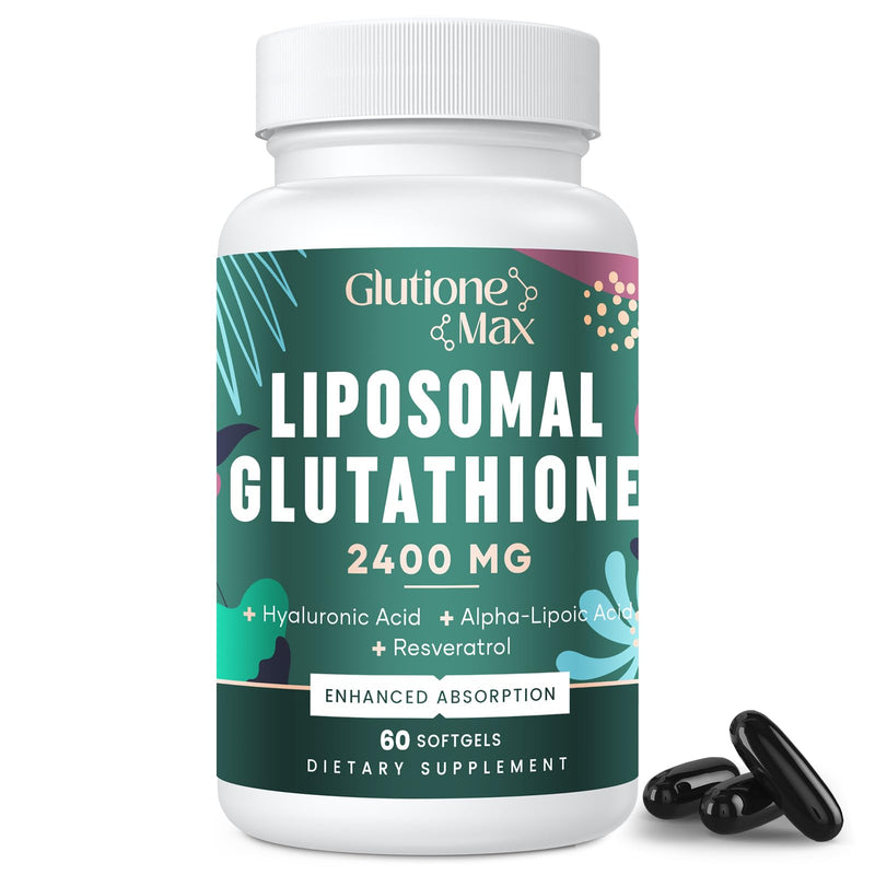 [Australia] - 2400MG Liposomal Glutathione | Max Absorption | Glutathione Supplement with Hyaluronic Acid, Resveratrol, L - Glutathione Reduced, Non - GMO Antioxidant , Energy, 60 Softgels 60 Count (Pack of 1) 