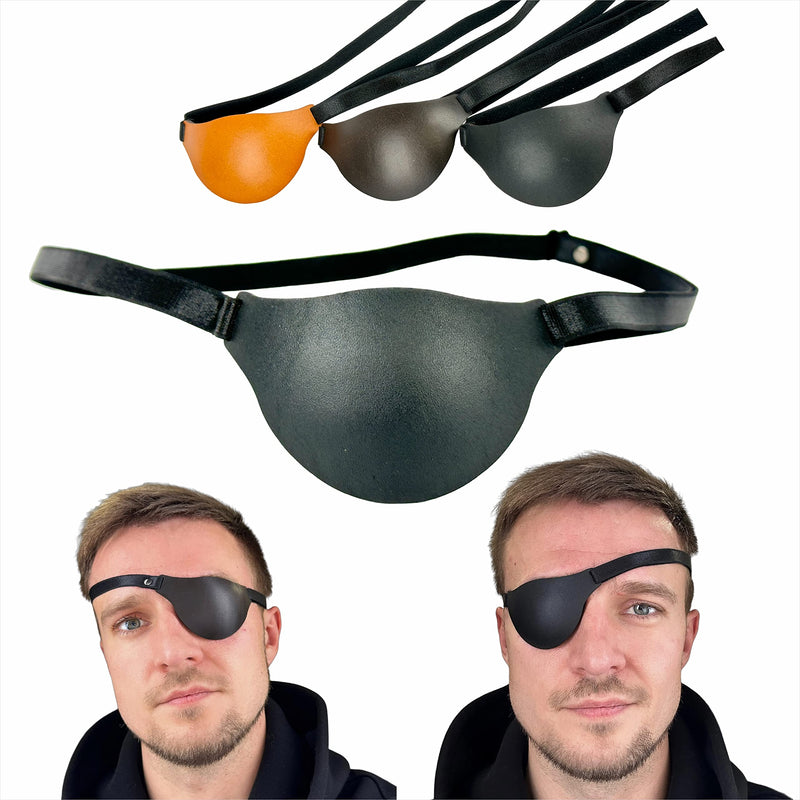 [Australia] - Leather Eye Patch, Eye Patch, Man Eye Patch, Woman Eye Patch, Slim Eye Patch, Eye patch (Black) Black 