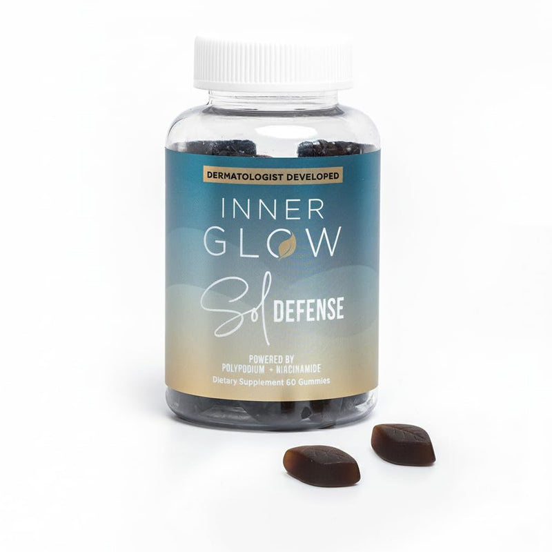 Inner Glow Sol Defense Gummies – Dermatologist & Plastic Surgeon-Formulated Skin Resilience Vitamin Supplement with Polypodium Leucotomos & Niacinamide, Passion Fruit Flavor, 60 Sugar-Free Gummies