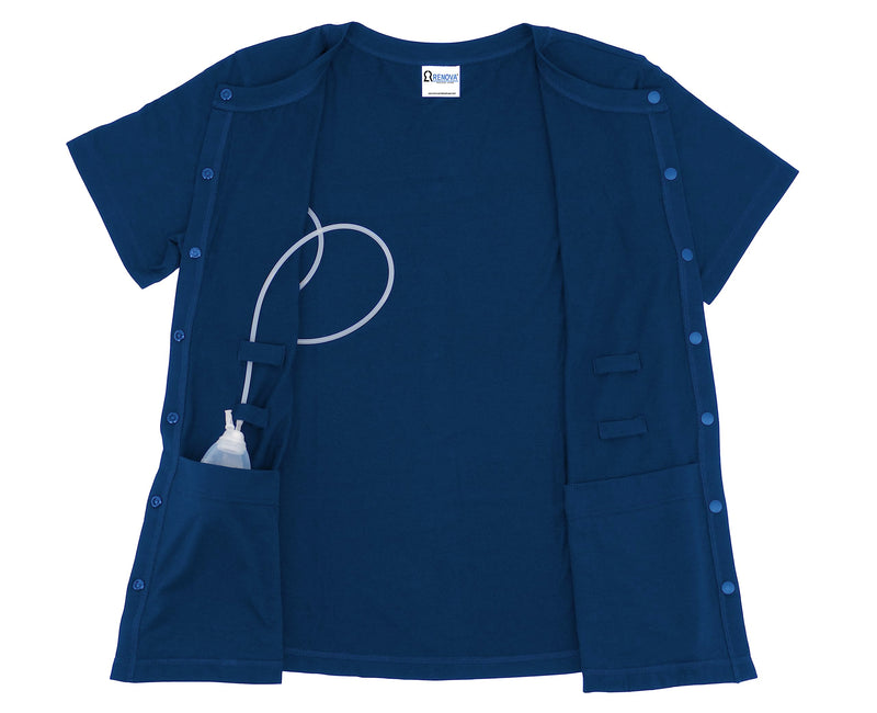 [Australia] - Mastectomy Recovery Shirt with Drain Pockets X-Large Blue 