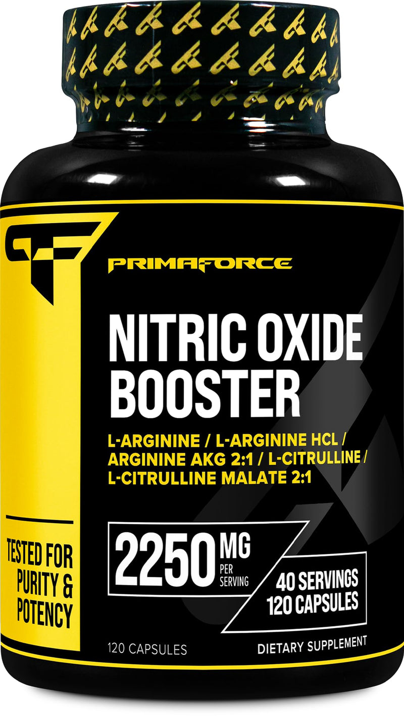 [Australia] - Primaforce Nitric Oxide Booster (2,250mg, 120 Capsules) - 40 Servings of Our Nitric Oxide Boosting Blend for Pre-Workout and Post-Workout 