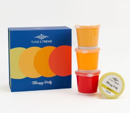 [Australia] - Tune & Trend Therapy Putty for Kids and Adults | Physical Exercise Putty Hand Exerciser for Grip Strength | Therapeutic Putty for Hand Therapy | Stress Relief Therapy Putty Kit 4 Strengths 3oz Each 