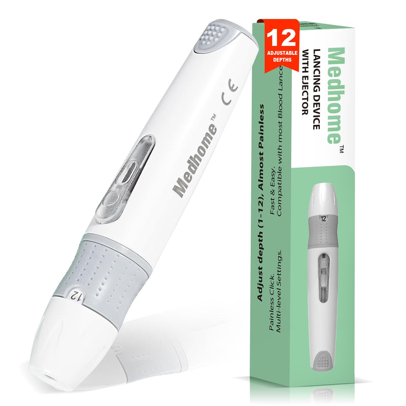 [Australia] - Lancing Device, with 12 Adjustable Depth Settings, Lancing Device for Diabetes Testing with Push Button Ejector,Minimizing Pain and Discomfort in Blood Glucose Testing - Lancet Device 