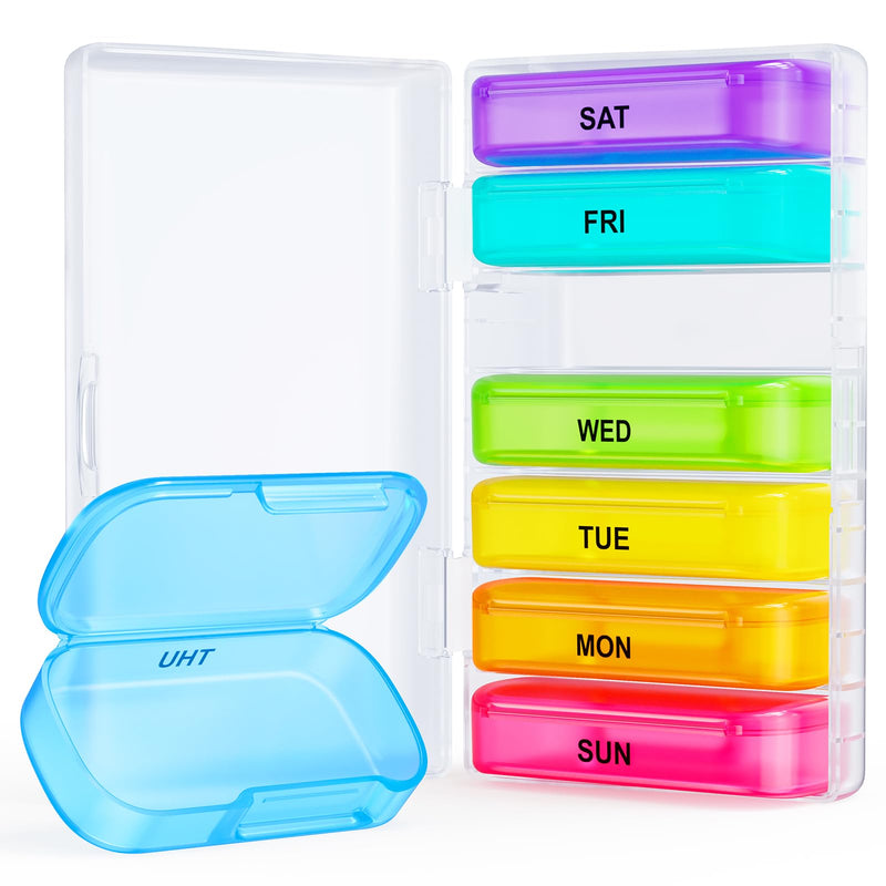 [Australia] - ZIKEE 7 Packs Extra Large Pill Organizer, Portable Pill Box 7 Day for Pocket, Purse, Weekly Pill Case with Dual-Protection Design, Pill Container for Medication, Vitamin, Fish Oil, Supplement 01-clear 
