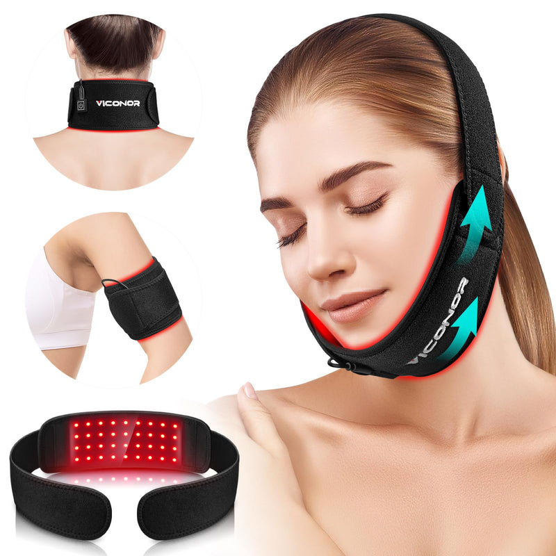 [Australia] - Red Light Therapy for Neck, Near Infrared Light Therapy Belt Wearable Infrared Neck Wrap with Timer Infrared Belt for Chin Firming V Face Lifting Mask Body Neck Hand Wrist Legs Unisex Gift Dark Black 