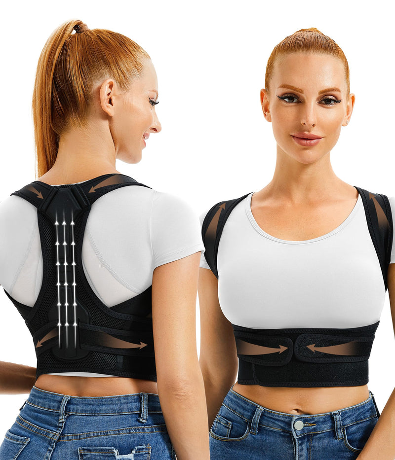 URSEXYLY Back Brace and Posture Corrector for Women and Men, Lightweight Shoulder Straightener Adjustable Full Back Support,Back Pain Relief Spine Corrector (Black, M/L) Black