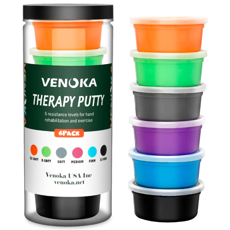 [Australia] - Therapy Putty for Kids and Adults - Resistant Theraputty for Hand Therapy Kit - Stress Relief Exercise Putty - Set of 6 Strengths - 3 Ounces Per Putty 