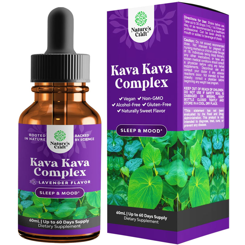 [Australia] - Potent Liquid Kava Kava Drops - Calming High Concentration Kava Extract with Chamomile and Lavender - Tasty Adaptogen Drops Mood Support Supplement with Kava Root - Vegan Non GMO and Alcohol Free 