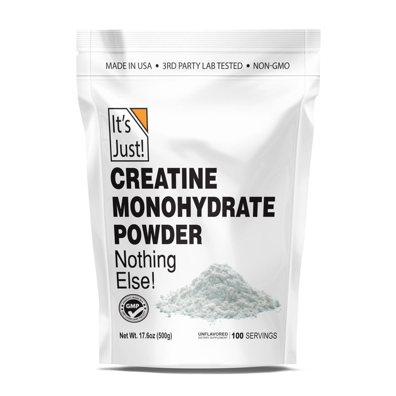 [Australia] - It's Just! - Creatine Monohydrate Powder, Pure Creatine Powder, Made in USA, 3rd Party Lab Tested, 5g Per Serving, Scoop Included, No Fillers, No Added Flavor (Unflavored, 500g / 100 Servings) Unflavored 100 Servings (Pack of 1) 