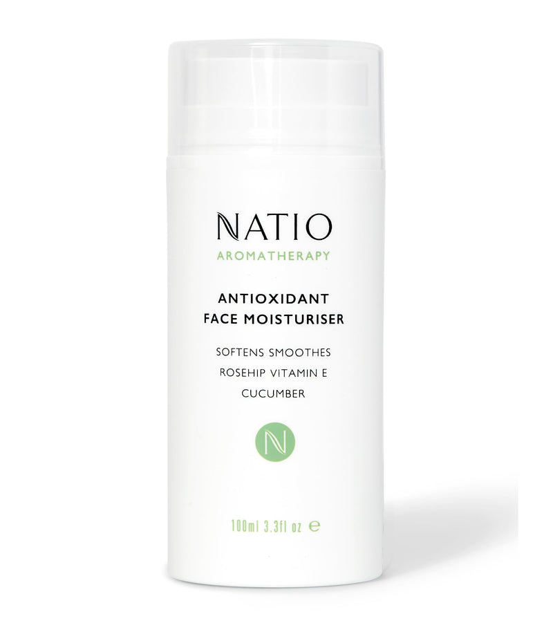 Natio Australia Aromatherapy Antioxidant Face Moisturizer, 3.3 ounce - Anti-Aging Face Cream - Rosehip and Vitamin E - Face Lotion for All Skin Types