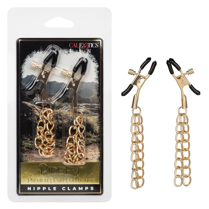 [Australia] - CalExotics Ride 'Em Premium Denim Collection Nipple Clamps for BDSM - SE-2708-08-2 