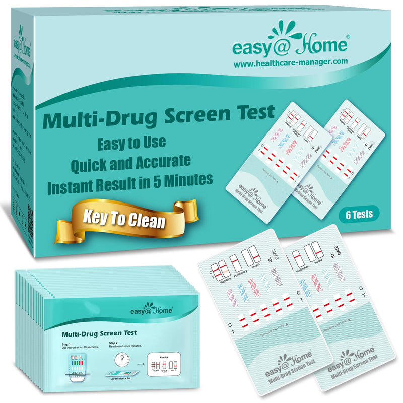 Easy@Home 6 Pack Multi-Drug Screen Test, 10 Panel Urine Drug Tests Kit | Testing AMP/BZO/COC/THC/MET/MOR/BAR/MDMA/PCP/MTD, Instant Drugs Test Kits Including Sensitive Marijuana Test, EDOAP-3104