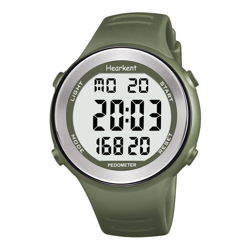 [Australia] - Waterproof Pedometer Watch No APP with Light, Digital Display Step Counter Watch for Calories Seconds Alarm Steps, Fitness Tracker Watch for Men Women green 