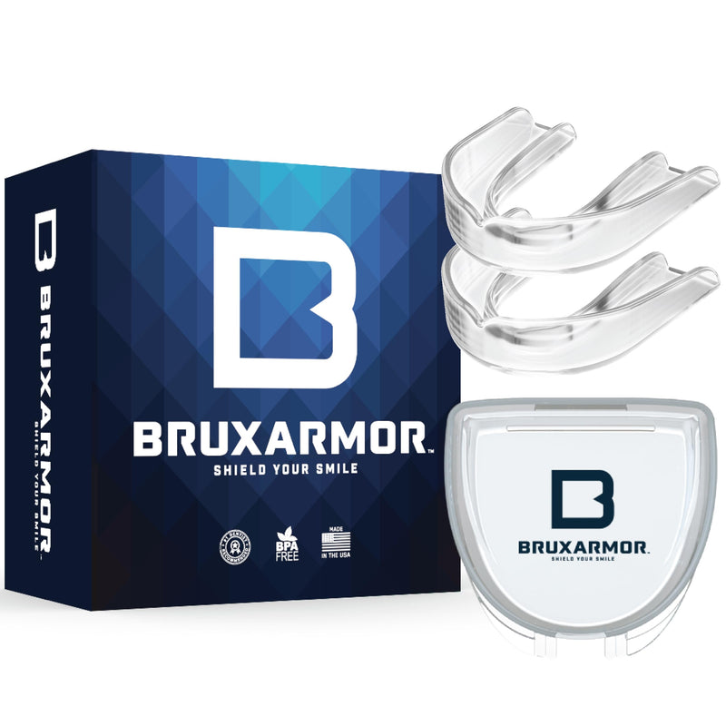[Australia] - BruxArmor Nightguard - Bruxism Mouth Guard for Bruxism Relief and Grinding Relief, Professional Custom Fit Brux Night Guard, 2 Pack (Clear) Clear 