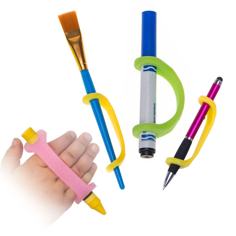 [Australia] - EaZyHold Art Pack - Silicone Adaptive Universal Cuff for Hand Grip Support, Daily Living Mobility Aid, Secure Hold on Pencils, Paint Brushes, Markers, Makeup - 4 Pack 